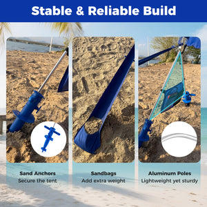 Wind Powered Beach Tent Portable Sun Shelter Canopy for Picnic-Navy