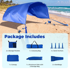 Wind Powered Beach Tent Portable Sun Shelter Canopy for Picnic-Navy