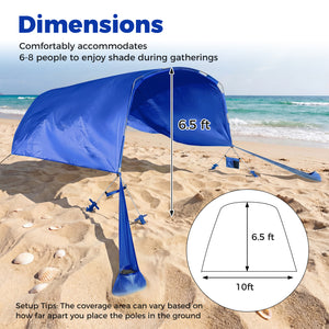 Wind Powered Beach Tent Portable Sun Shelter Canopy for Picnic-Navy