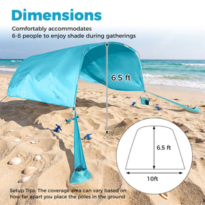 Wind Powered Beach Tent Portable Sun Shelter Canopy for Picnic-Blue