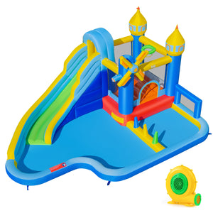 Windmill-themed Inflatable Water Slide Park with Jumping Area and Blower