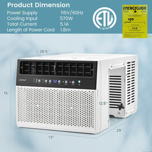 Window Air Conditione with Handy Remote and LED Control Panel-10000 BTU