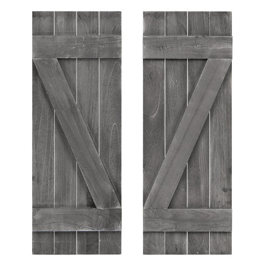 36 x 13 Inch Farmhouse Paulownia Wood Window Shutters Set of 2 for Windows-Dark Gray