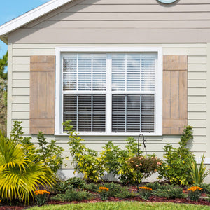 36 x 11 Inch Farmhouse Paulownia Wood Window Shutters Set of 2 for Windows-Light Brown