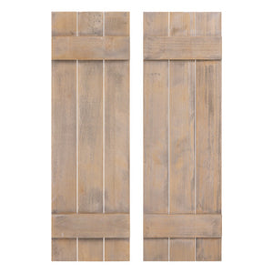 36 x 11 Inch Farmhouse Paulownia Wood Window Shutters Set of 2 for Windows-Light Brown