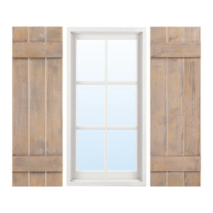 36 x 11 Inch Farmhouse Paulownia Wood Window Shutters Set of 2 for Windows-Light Brown
