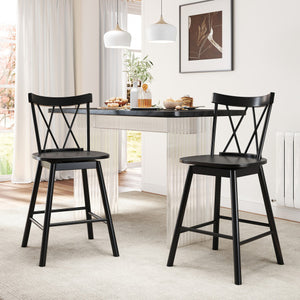 Set of 2 Windsor Bar Stool with Ergonomic Backrest and Footrests-24 inches