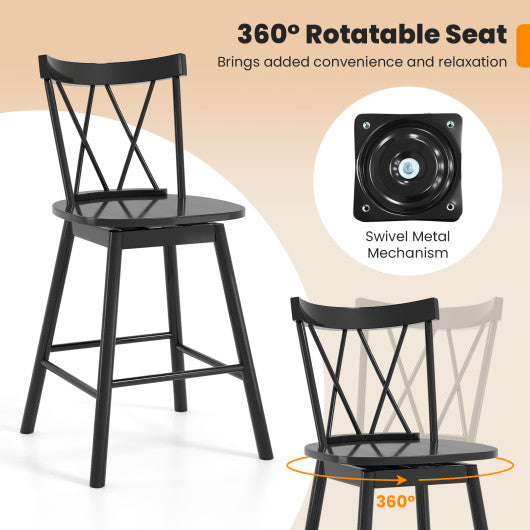Set of 2 Windsor Bar Stool with Ergonomic Backrest and Footrests-24 inches