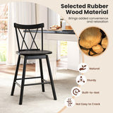 Set of 2 Windsor Bar Stool with Ergonomic Backrest and Footrests-24 inches