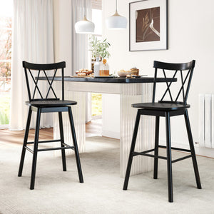 Set of 2 Windsor Bar Stool with Ergonomic Backrest and Footrests-29 inches