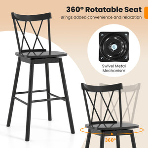 Set of 2 Windsor Bar Stool with Ergonomic Backrest and Footrests-29 inches