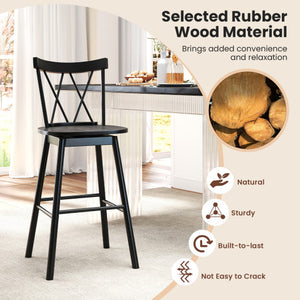 Set of 2 Windsor Bar Stool with Ergonomic Backrest and Footrests-29 inches