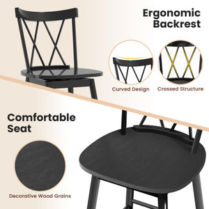 Set of 2 Windsor Bar Stool with Ergonomic Backrest and Footrests-24 inches