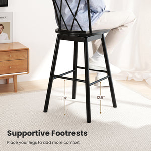 Set of 2 Windsor Bar Stool with Ergonomic Backrest and Footrests-29 inches