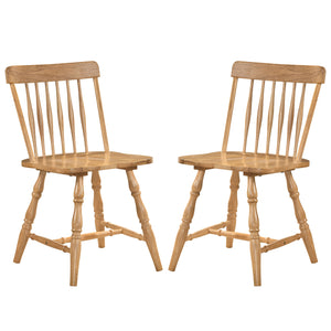 Windsor Dining Chairs Set of 2 with Curved Spindle Back-Natural