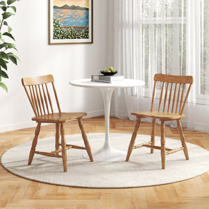 Windsor Dining Chairs Set of 2 with Curved Spindle Back-Natural