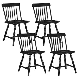 Windsor Dining Chairs Set of 4 with Curved Spindle Back-Black