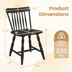Windsor Dining Chairs Set of 4 with Curved Spindle Back-Black