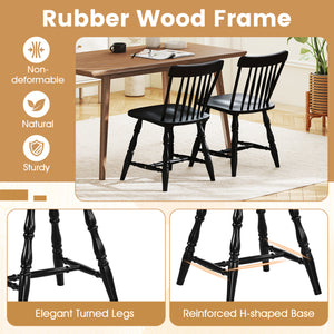 Windsor Dining Chairs Set of 4 with Curved Spindle Back-Black