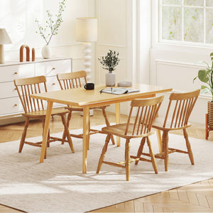 Windsor Dining Chairs Set of 4 with Curved Spindle Back-Natural