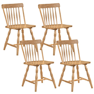 Windsor Dining Chairs Set of 4 with Curved Spindle Back-Natural
