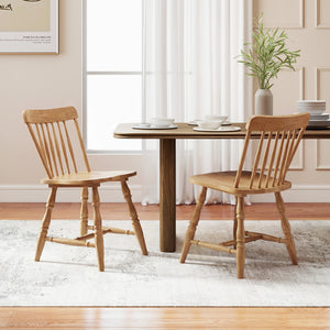 Windsor Dining Chairs Set of 4 with Curved Spindle Back-Natural