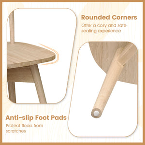 Windsor Dining Chairs Set of 4 Mid Century Rubber Wood Kitchen Chairs with Swivel Seat-Natural