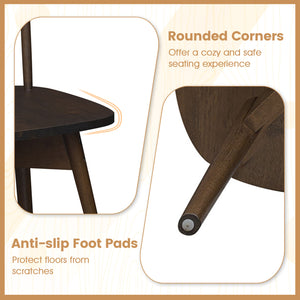 Windsor Dining Chairs Set of 4 Mid Century Rubber Wood Kitchen Chairs with Swivel Seat-Walnut