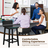 Wood Bar Stools Set of 2 with Solid Back and Seat-Black