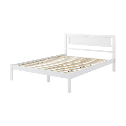 Twin/Full/Queen Size Wood Bed Frame with Headboard and Wooden Slats Support-Queen