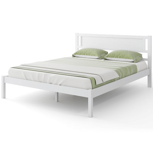Twin/Full/Queen Size Wood Bed Frame with Headboard and Wooden Slats Support-Queen