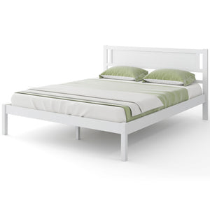 Twin/Full/Queen Size Wood Bed Frame with Headboard and Wooden Slats Support-Queen