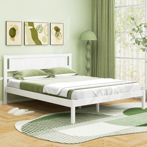 Twin/Full/Queen Size Wood Bed Frame with Headboard and Wooden Slats Support-Queen