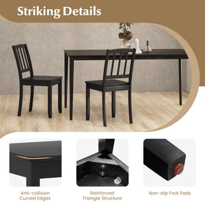 Wood Dining Chair Set of 2 with Rubber Wood Legs-Black