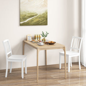 Wood Dining Chair Set of 2 with Rubber Wood Legs-White
