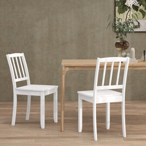 Wood Dining Chair Set of 2 with Rubber Wood Legs-White