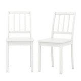 Wood Dining Chair Set of 2 with Rubber Wood Legs-White