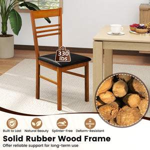 Wood Dining Chairs Set of 2 with Rubber Wood Frame-Walnut