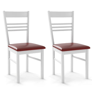 Wood Dining Chairs Set of 2 with Rubber Wood Frame-White