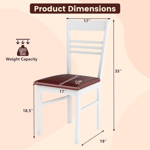 Wood Dining Chairs Set of 2 with Rubber Wood Frame-White
