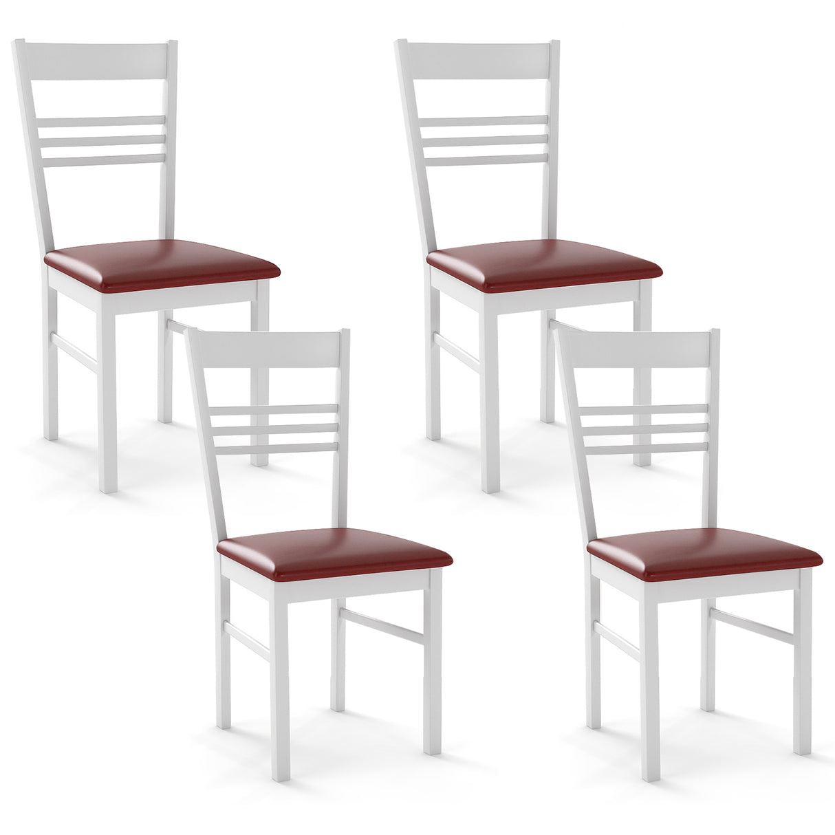 Wood Dining Chairs Set of 4 with Rubber Wood Frame-White