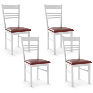 Wood Dining Chairs Set of 4 with Rubber Wood Frame-White