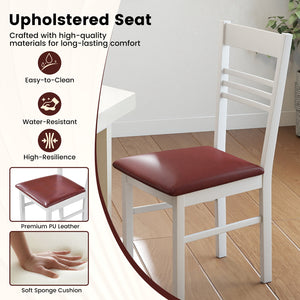 Wood Dining Chairs Set of 4 with Rubber Wood Frame-White
