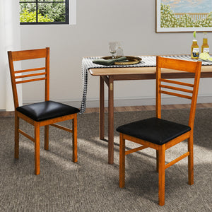 Wood Dining Chairs Set of 4 with Rubber Wood Frame-Walnut