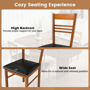 Wood Dining Chairs Set of 4 with Rubber Wood Frame-Walnut