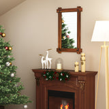 Wood Framed Mirror with Acacia Wood Frame and Vintage Rivet Design Brown-S