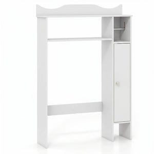 Wood Over the Toilet Bathroom Space Saver with Paper Holder and Shelf-White