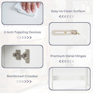 Wood Over the Toilet Bathroom Space Saver with Paper Holder and Shelf-White