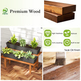 Patio Solid Wood Loveseat Outdoor 2-Seat Bench with Inclined Backrest and Slatted Seat