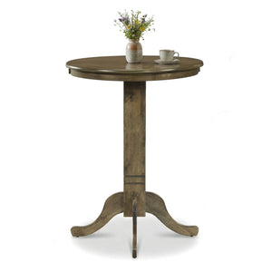 Wood Pub Round Dining Table with Pedestal Base-Gray